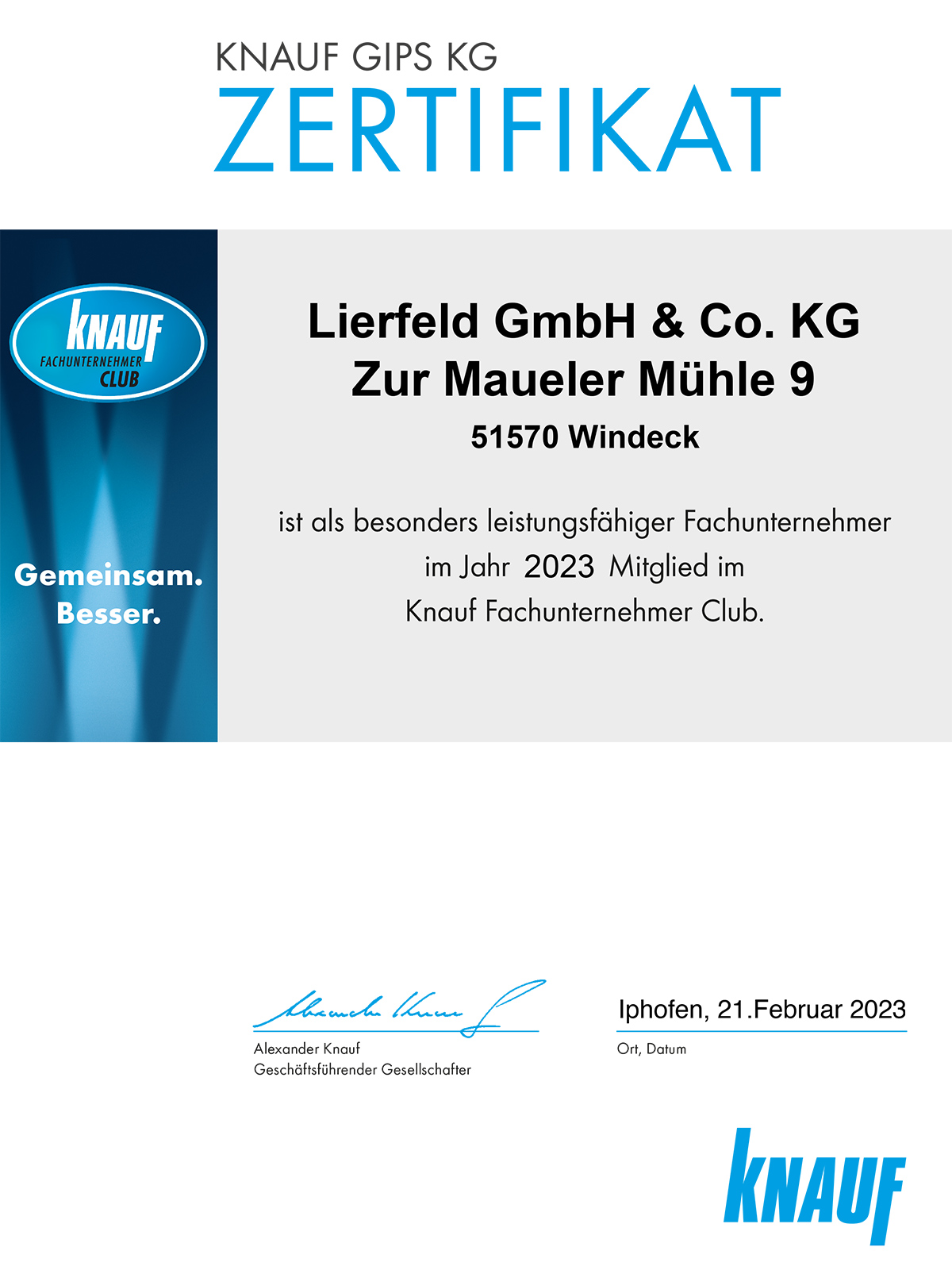 Zertifikate Lierfeld GmbH & Co. KG